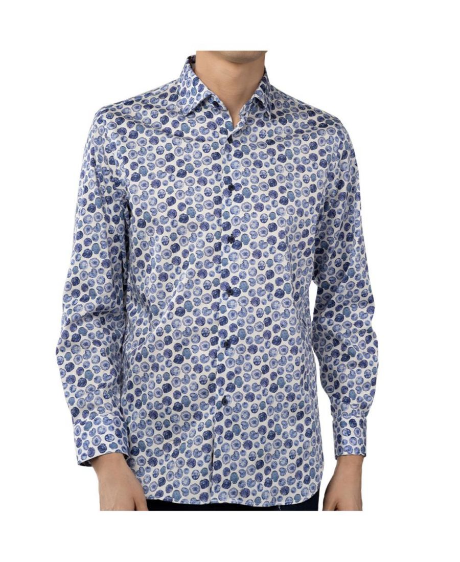 Мужская белая рубашка с разноцветным круглым принтом Luchiano Visconti, White & blue bark loop
Мужская белая рубашка с разноцветным круглым принтом Luchiano Visconti, White & blue bark loop