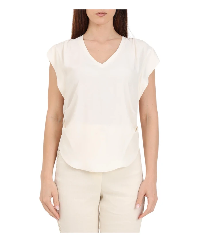 Элегантная блузка из смесовой шелковой ткани. Pinko, бежевый
Элегантная блузка из смесовой шелковой ткани. Pinko, бежевый