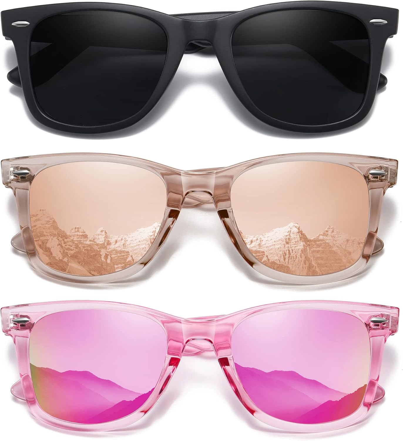 Солнцезащитные очки MEETSUN Retro с поляризованными линзами для женщин и мужчин, классические зеркальные линзы, стильные очки для вождения, защита от УФ-излучения (3 шт.), (3 Pack) Black/Coffee/Purple Pink
Солнцезащитные очки MEETSUN Retro с поляризованными линзами для женщин и мужчин, классические зеркальные линзы, стильные очки для вождения, защита от УФ-излучения (3 шт.), (3 Pack) Black/Coffee/Purple Pink