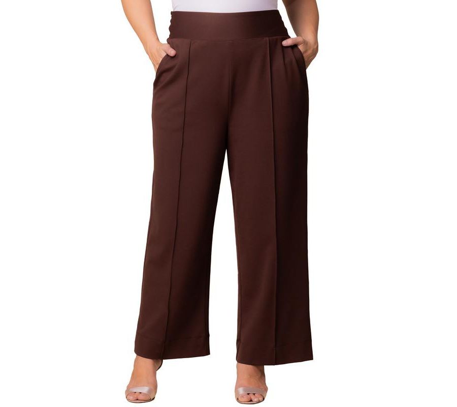Женские брюки больших размеров из полированной ткани понте с широкими штанинами Kiyonna, Chocolate
Женские брюки больших размеров из полированной ткани понте с широкими штанинами Kiyonna, Chocolate