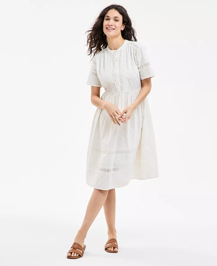 Женское хлопковое миди-платье с вышивкой и вставками из кружева Style & Co, белый
Женское хлопковое миди-платье с вышивкой и вставками из кружева Style & Co, белый