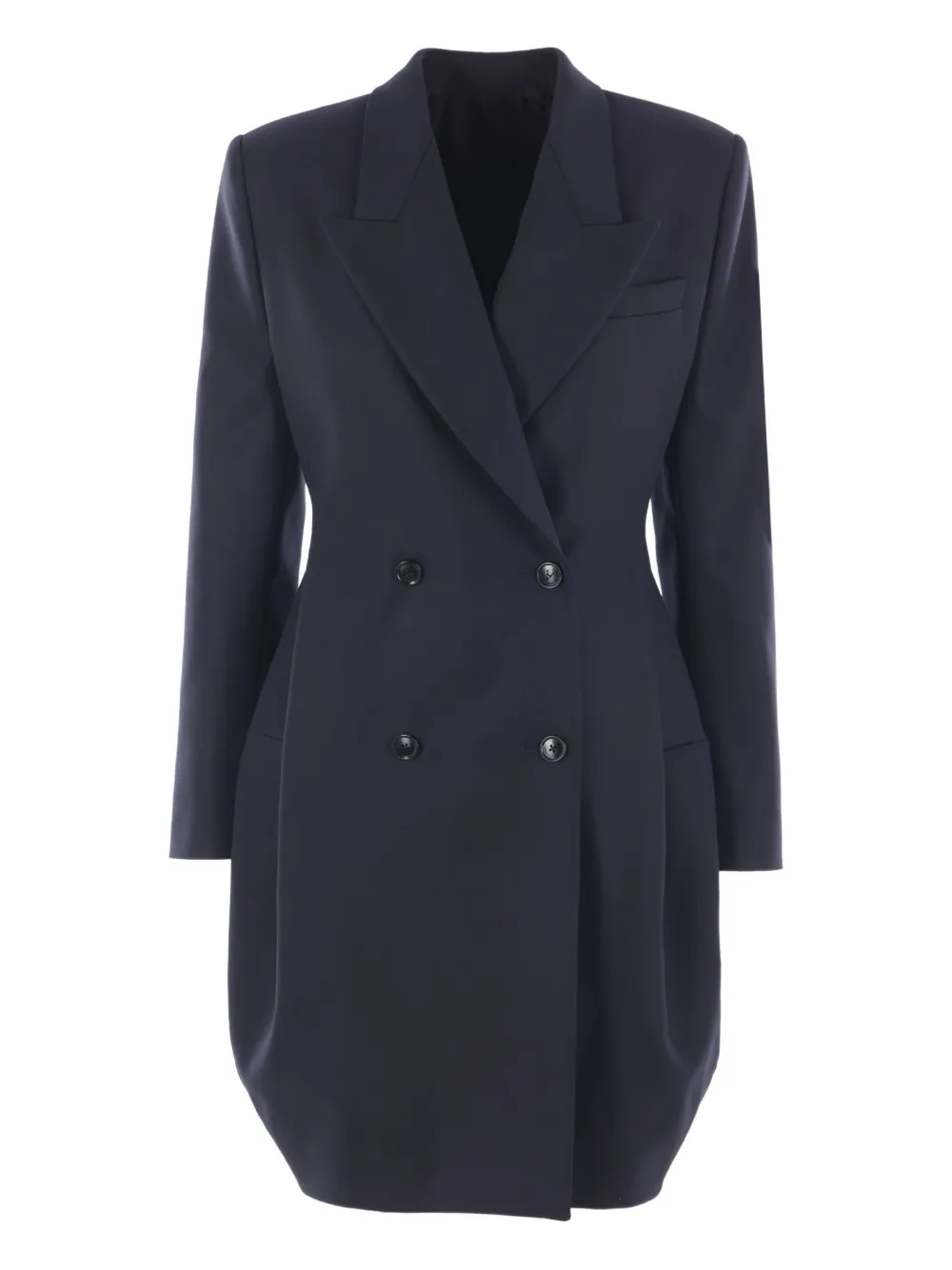 Двубортное пальто с объемными плечами Alaïa, синий
Двубортное пальто с объемными плечами Alaïa, синий