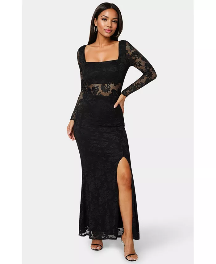 Женское кружевное платье макси с иллюзией Bebe, черный
Женское кружевное платье макси с иллюзией Bebe, черный
