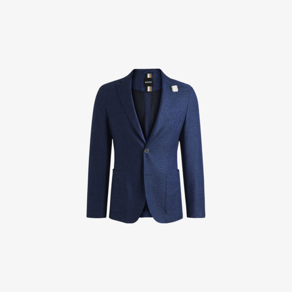 Пиджак Boss с лацканами однобортный приталенный, синий
Пиджак Boss с лацканами однобортный приталенный, синий