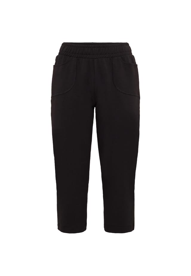 Короткий размер: удобные брюки для отдыха длиной 3/4 с затягивающимся поясом и карманами. Goldner, черный 
Короткий размер: удобные брюки для отдыха длиной 3/4 с затягивающимся поясом и карманами. Goldner, черный