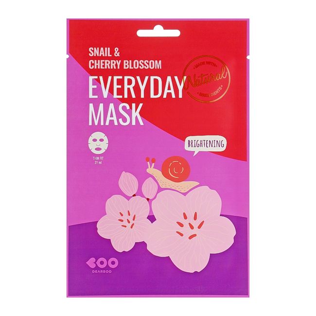 Маска для лица на каждый день с экстрактом улитки и цветущей вишни Dearboo, 27 мл
Маска для лица на каждый день с экстрактом улитки и цветущей вишни Dearboo, 27 мл