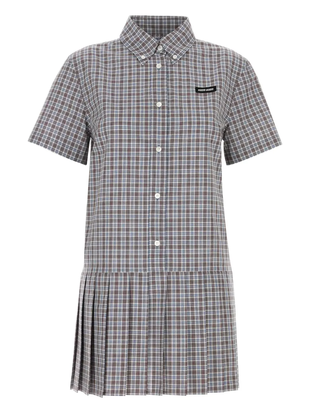 Мини-платье-рубашка в клетку с плиссировкой MIU MIU, красный
Мини-платье-рубашка в клетку с плиссировкой MIU MIU, красный