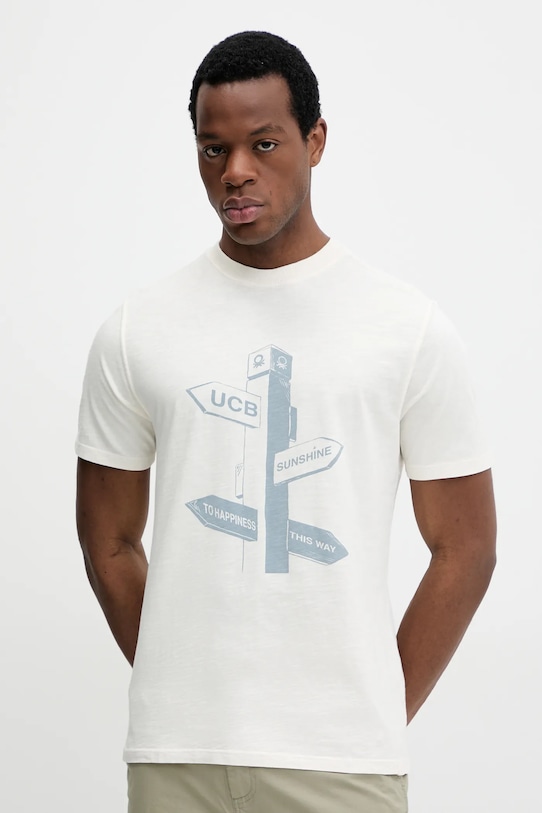 Хлопковая футболка United Colors Of Benetton, бежевый
Хлопковая футболка United Colors Of Benetton, бежевый