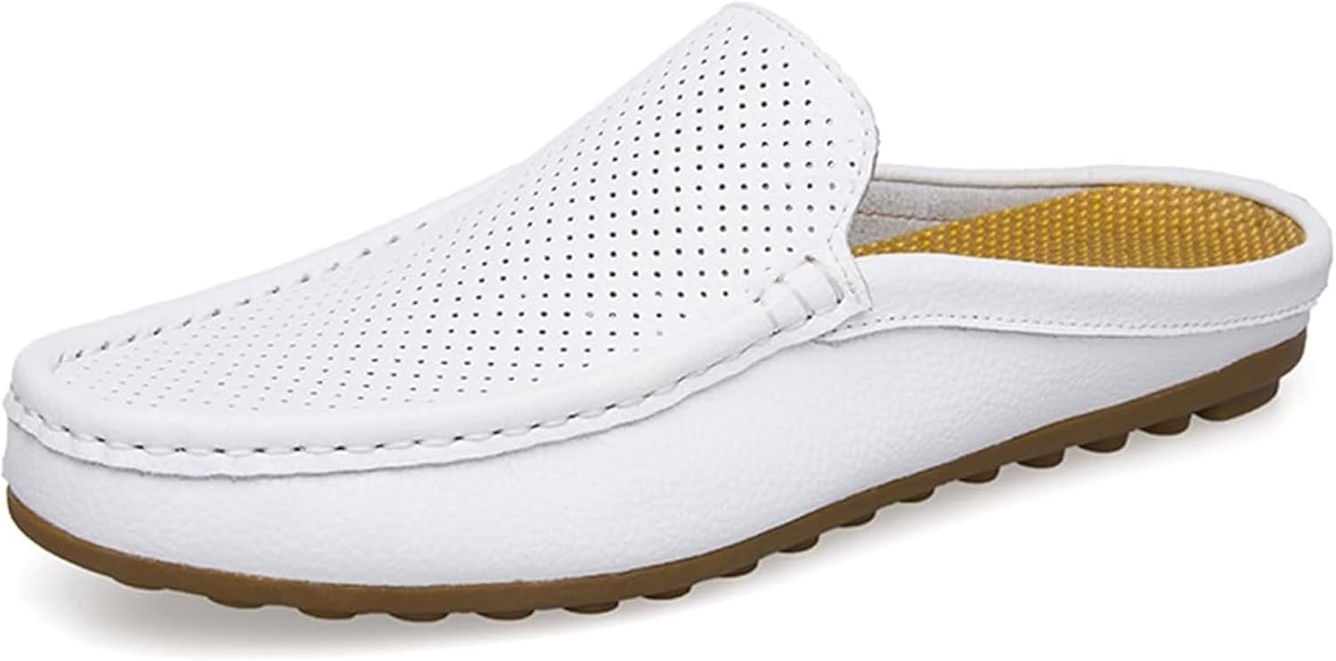 Мужские кожаные лоферы без шнурков - повседневные туфли с закругленным носком и открытой пяткой, подходят для прогулок и свадеб Xinduoyu, белый
Мужские кожаные лоферы без шнурков - повседневные туфли с закругленным носком и открытой пяткой, подходят для прогулок и свадеб Xinduoyu, белый