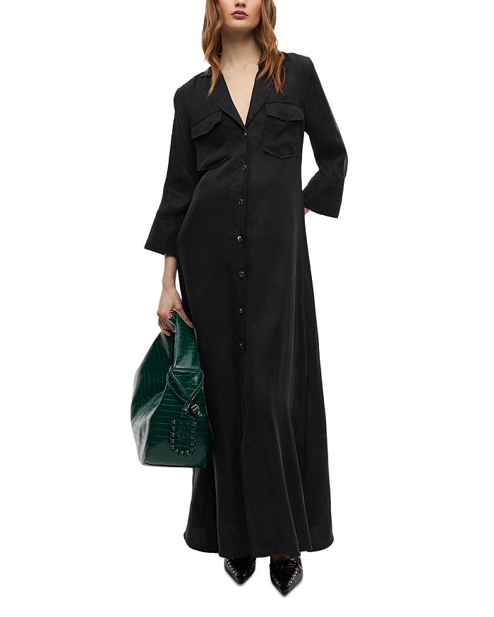 Флюидное макси-платье GANNI, черный 
Флюидное макси-платье GANNI, черный