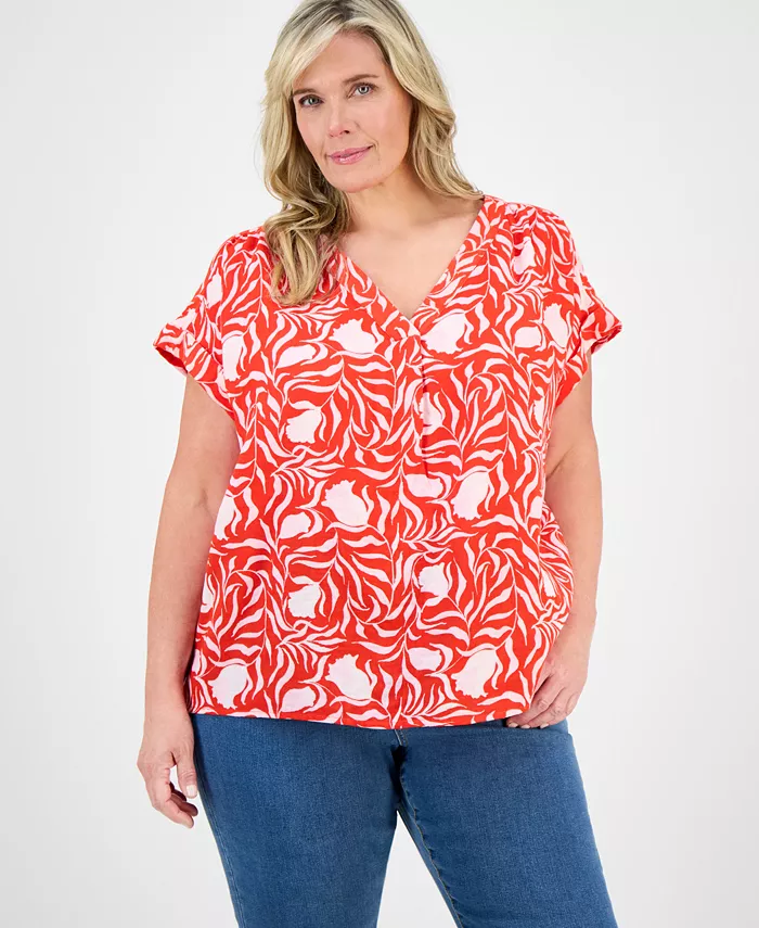 Топ с V-образным вырезом и принтом больших размеров Style & Co, красный
Топ с V-образным вырезом и принтом больших размеров Style & Co, красный