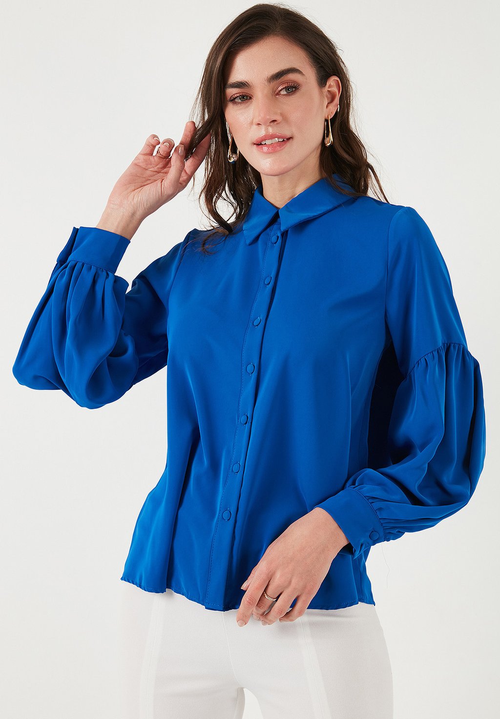 Блузка на пуговицах LELA, синий
Блузка на пуговицах LELA, синий