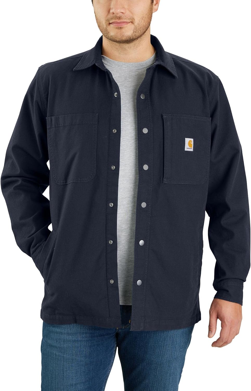 Carhartt мужская рубашка-жакет на кнопках с флисовой подкладкой, свободного кроя, из прочной ткани Rugged Flex Canvas, Navy
Carhartt мужская рубашка-жакет на кнопках с флисовой подкладкой, свободного кроя, из прочной ткани Rugged Flex Canvas, Navy