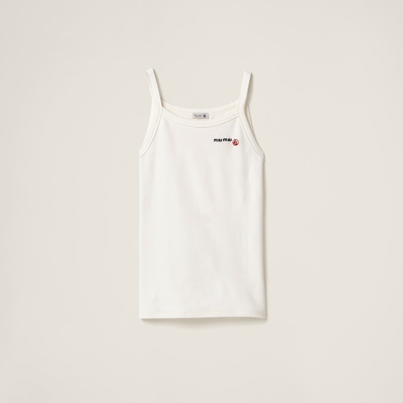 Топ из эластичного джерси Miu Miu, белый
Топ из эластичного джерси Miu Miu, белый