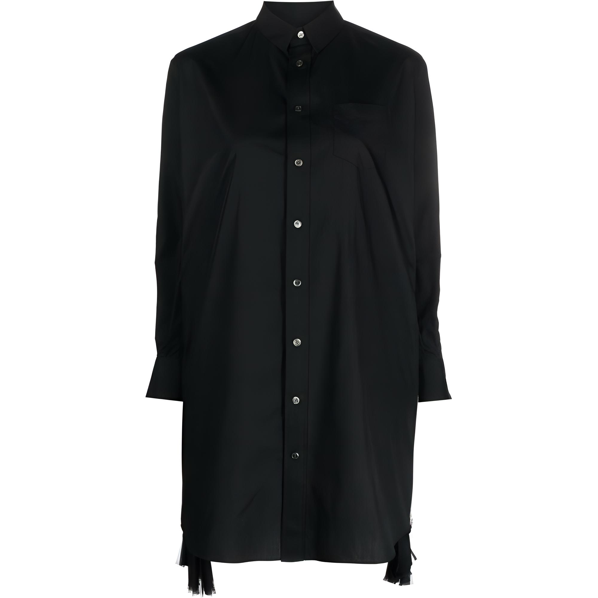 Мини-платье-рубашка с застежкой-молнией Sacai, черное 
Мини-платье-рубашка с застежкой-молнией Sacai, черное