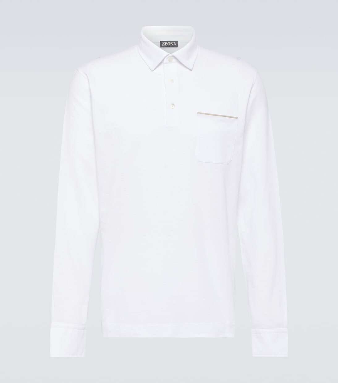 Рубашка-поло из хлопкового пике с длинными рукавами Zegna, белый
Рубашка-поло из хлопкового пике с длинными рукавами Zegna, белый