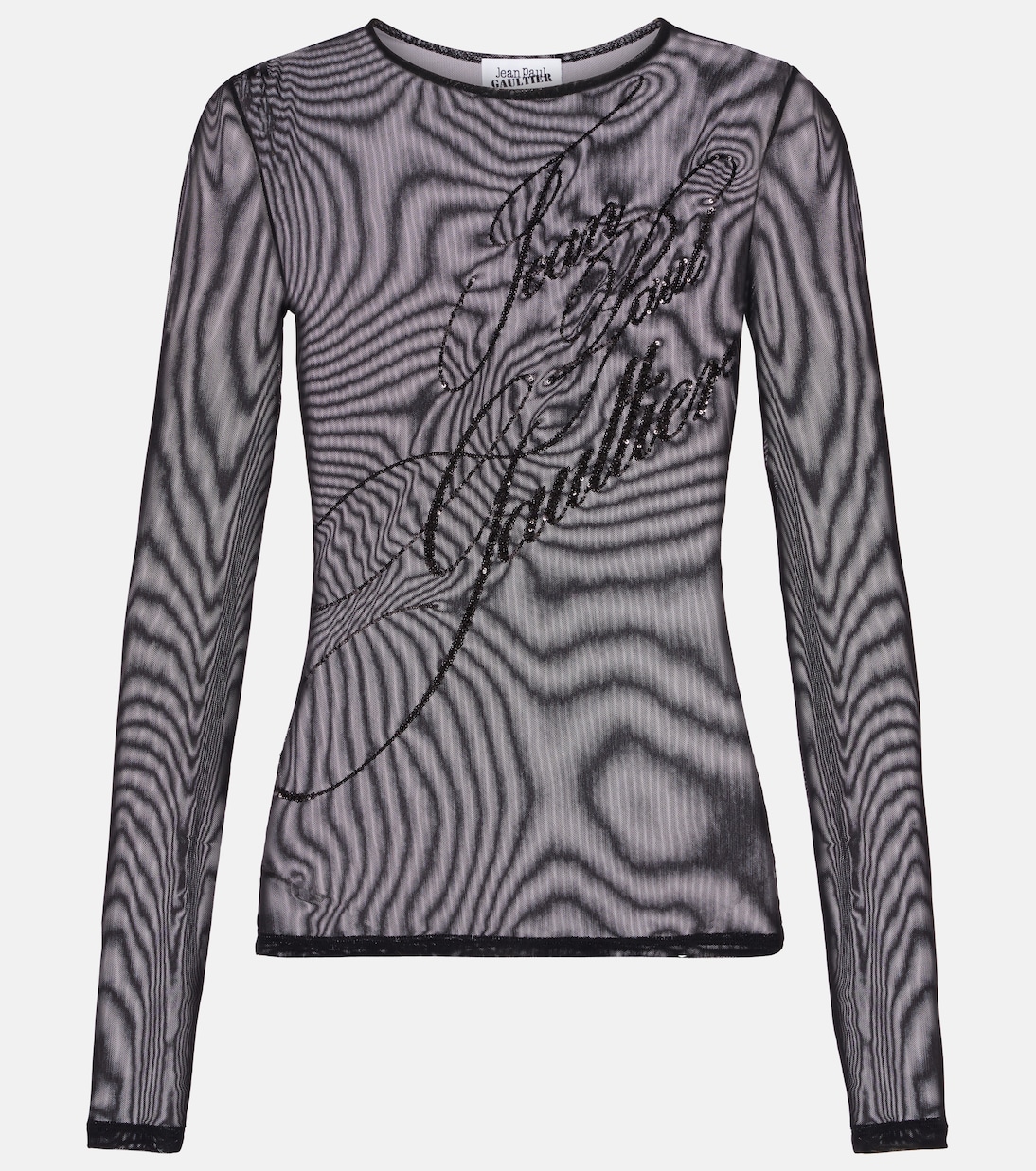 Топ из тюля с логотипом и пайетками Jean Paul Gaultier, черный
Топ из тюля с логотипом и пайетками Jean Paul Gaultier, черный