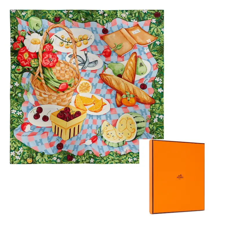 HERMES Шёлковый шарф, Sky Blue/Green/Yellow 
HERMES Шёлковый шарф, Sky Blue/Green/Yellow