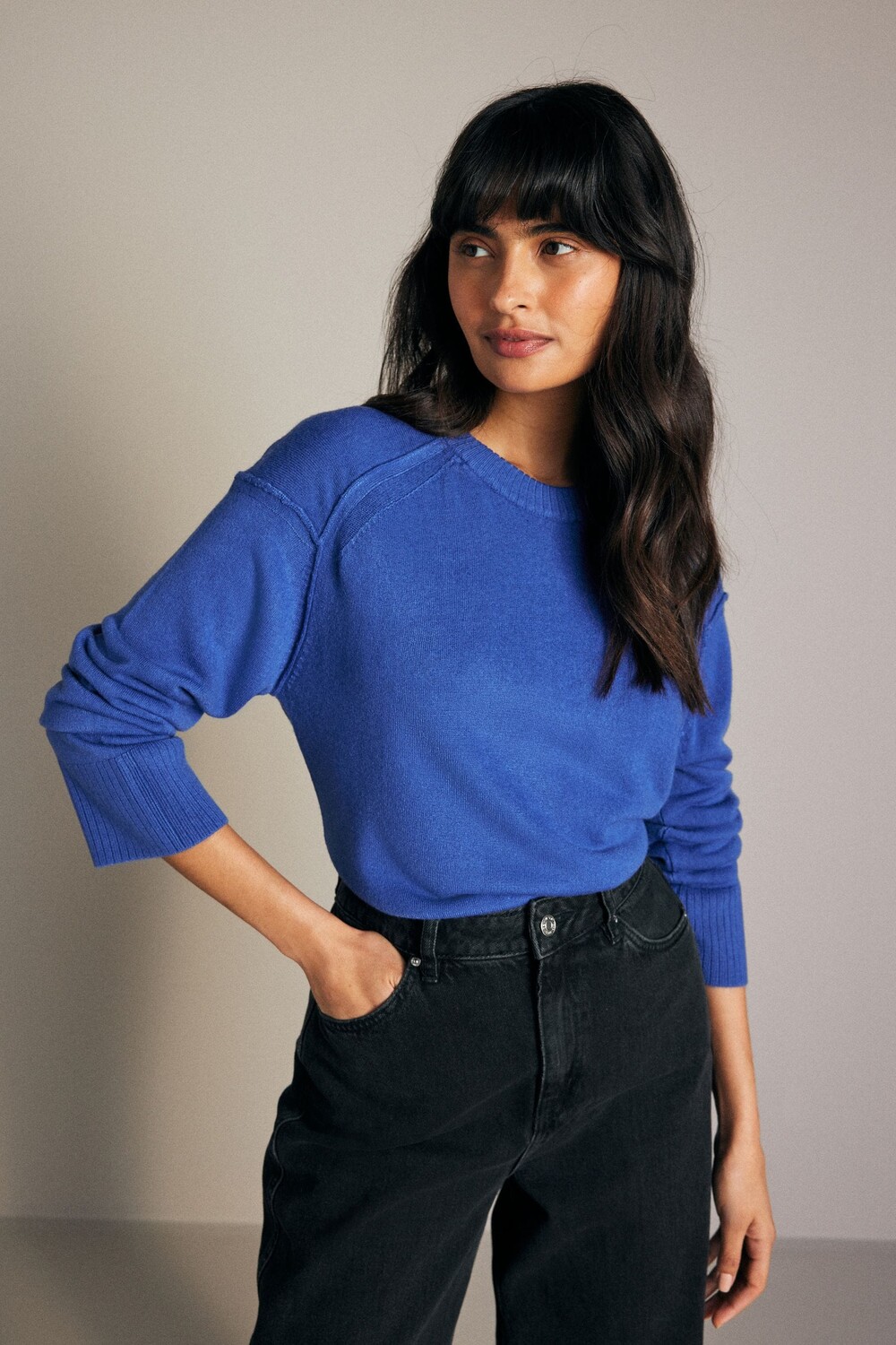 Мягкий на ощупь вязаный джемпер с узором «фэйр айл» с круглым вырезом Next, синий 
Мягкий на ощупь вязаный джемпер с узором «фэйр айл» с круглым вырезом Next, синий