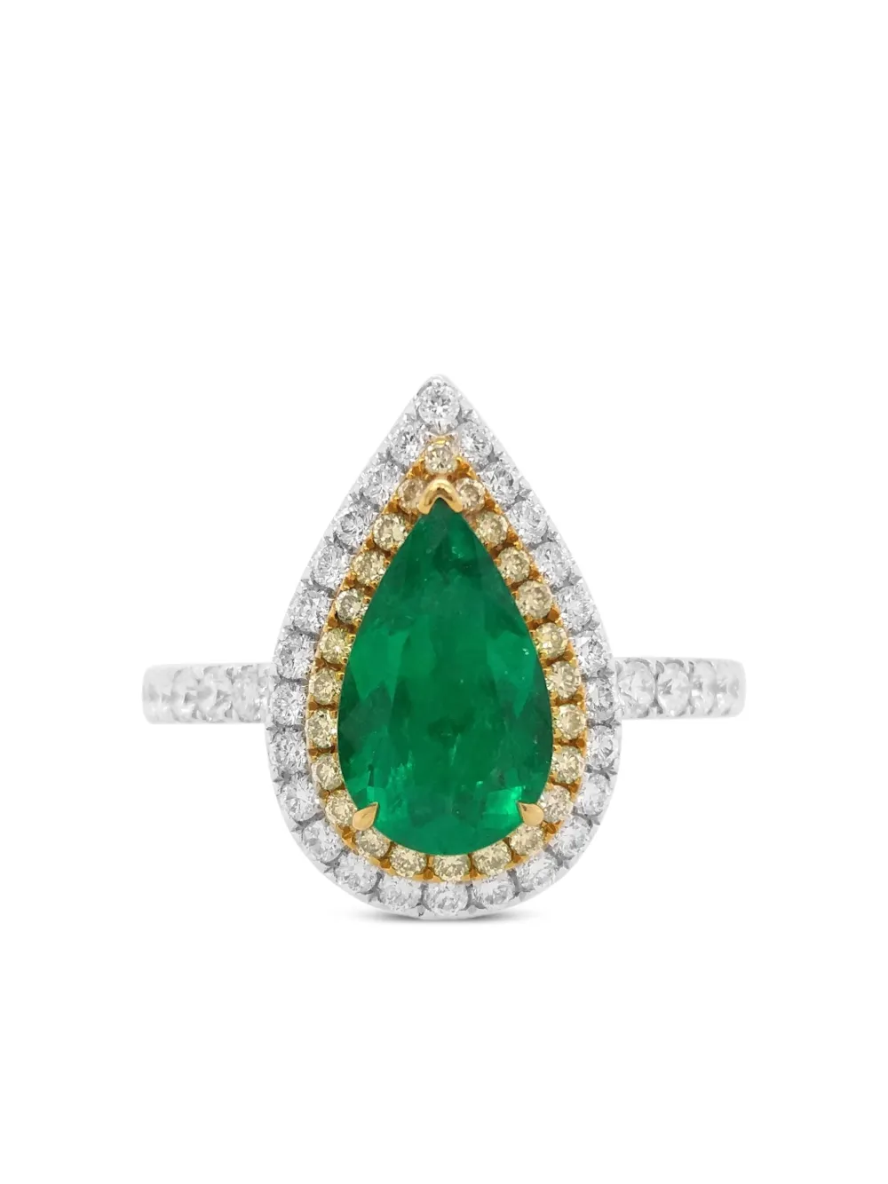 Кольцо из белого золота с бриллиантами и изумрудом HYT Jewelry, серебяный 
Кольцо из белого золота с бриллиантами и изумрудом HYT Jewelry, серебяный