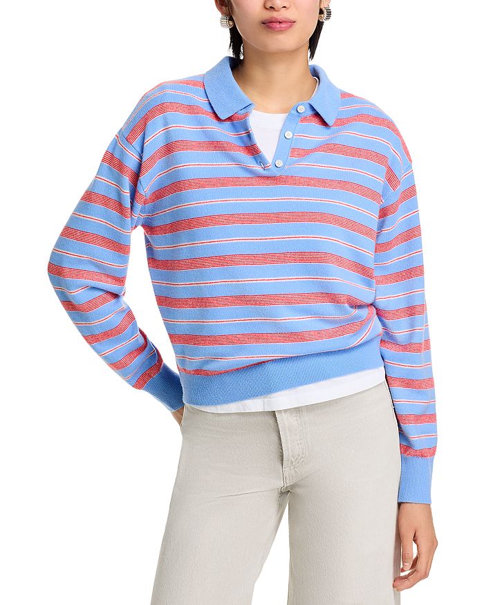 Поло из кашемира в полоску Guest in Residence, синий 
Поло из кашемира в полоску Guest in Residence, синий