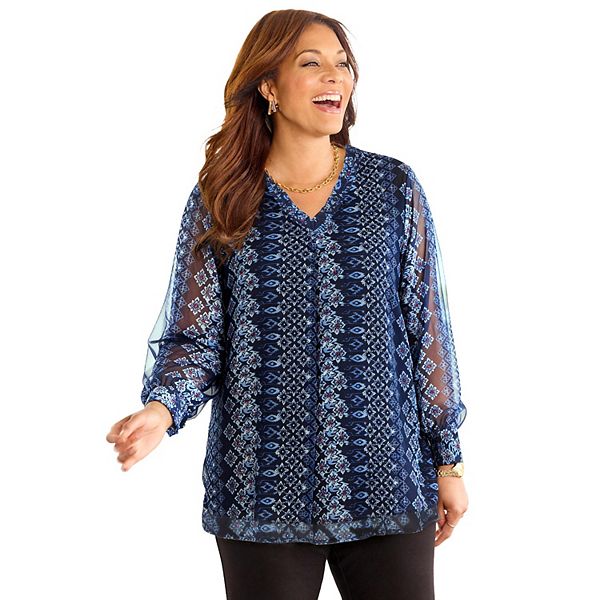 Блузка The Graceful Muse для женщин plus size petite Catherines, Blue Geo Stripes
Блузка The Graceful Muse для женщин plus size petite Catherines, Blue Geo Stripes