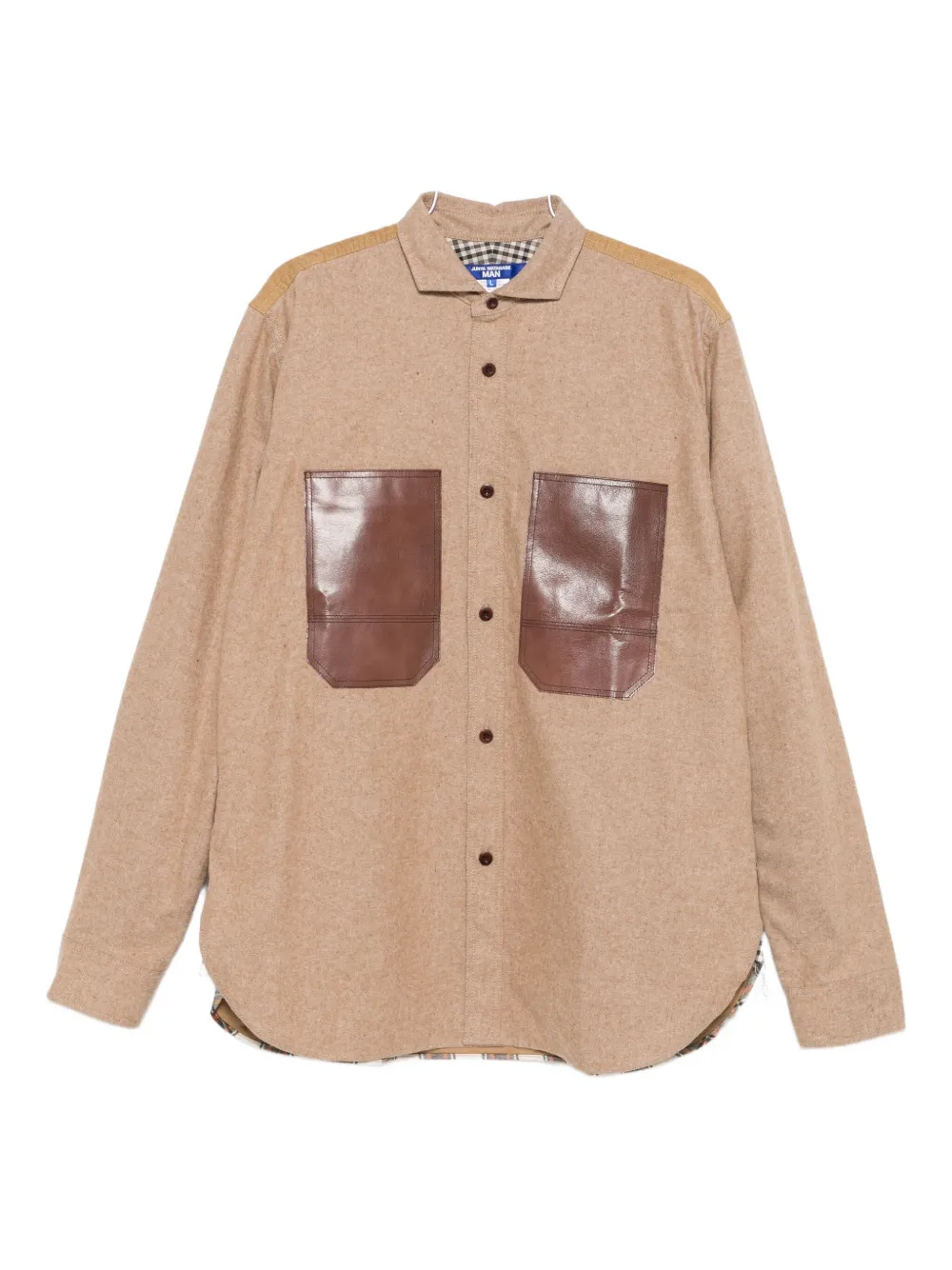Рубашка-куртка с кожаной отделкой Junya Watanabe Man, бежевый
Рубашка-куртка с кожаной отделкой Junya Watanabe Man, бежевый