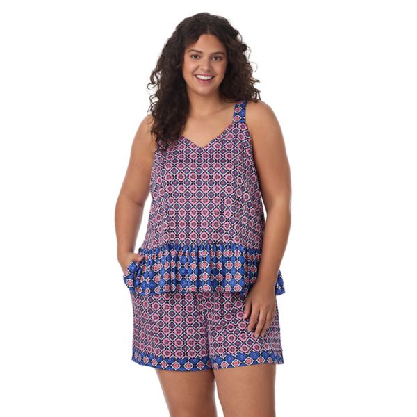 Уютный пижамный комплект больших размеров: майка и пижамные шорты Cuddl Duds, цвет mauve tile geo
Уютный пижамный комплект больших размеров: майка и пижамные шорты Cuddl Duds, цвет mauve tile geo