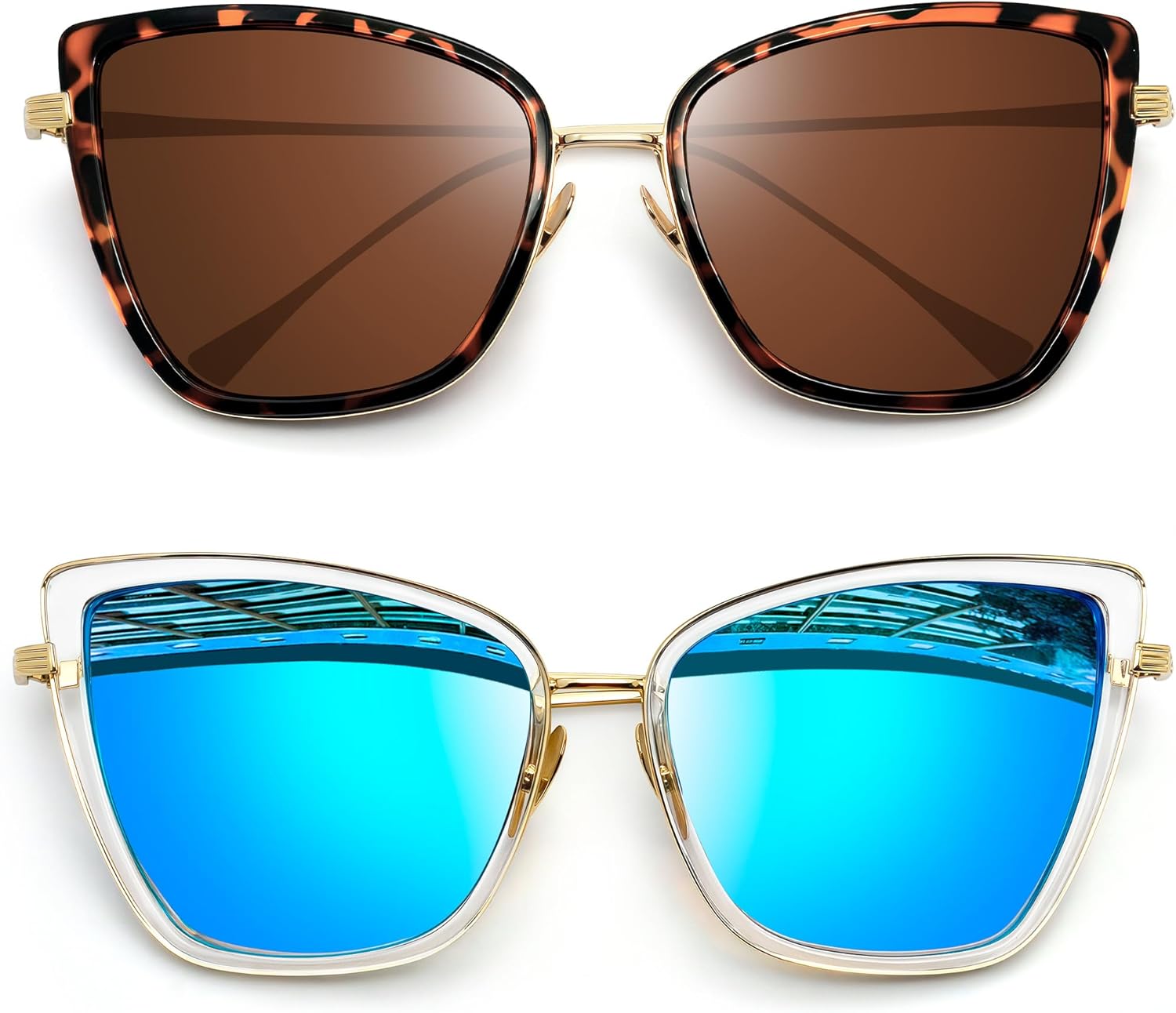 Женские солнцезащитные очки Joopin Oversized Cateye с эффектом «кошачьего глаза», модные солнцезащитные очки с защитой от УФ-излучения, 2 Pack (A11 Tortoise Brown + Blue)
Женские солнцезащитные очки Joopin Oversized Cateye с эффектом «кошачьего глаза», модные солнцезащитные очки с защитой от УФ-излучения, 2 Pack (A11 Tortoise Brown + Blue)