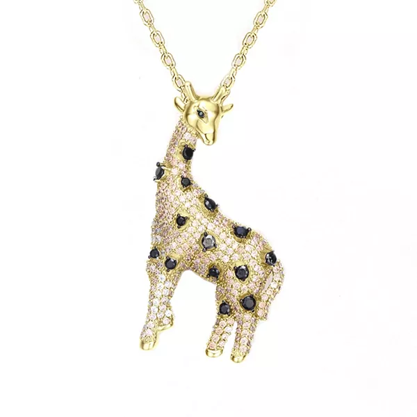Подвеска в виде жирафа из стерлингового серебра с покрытием из 14-каратного золота, шампанского и черного кубического циркония Genevive, black
Подвеска в виде жирафа из стерлингового серебра с покрытием из 14-каратного золота, шампанского и черного кубического циркония Genevive, black