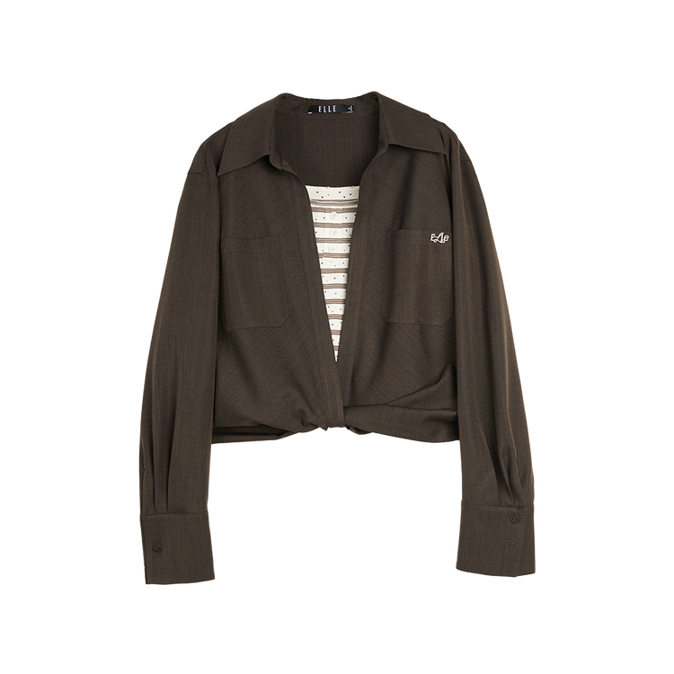 ELLE Футболка Women's Coffee V-образный вырез Moderate Mock Two Piece
ELLE Футболка Women's Coffee V-образный вырез Moderate Mock Two Piece