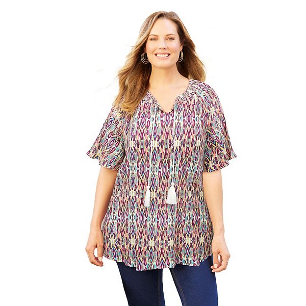 Женская плюс сайз бесшовная крестьянская блузка Catherines, Deep Berry Ikat
Женская плюс сайз бесшовная крестьянская блузка Catherines, Deep Berry Ikat