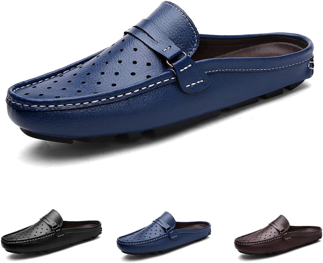 Мужские кожаные сандалии Hopomart для официального и повседневного ношения с открытой пяткой, дышащей перфорированной кожей, без шнуровки, с нескользящей подошвой, синий
Мужские кожаные сандалии Hopomart для официального и повседневного ношения с открытой пяткой, дышащей перфорированной кожей, без шнуровки, с нескользящей подошвой, синий