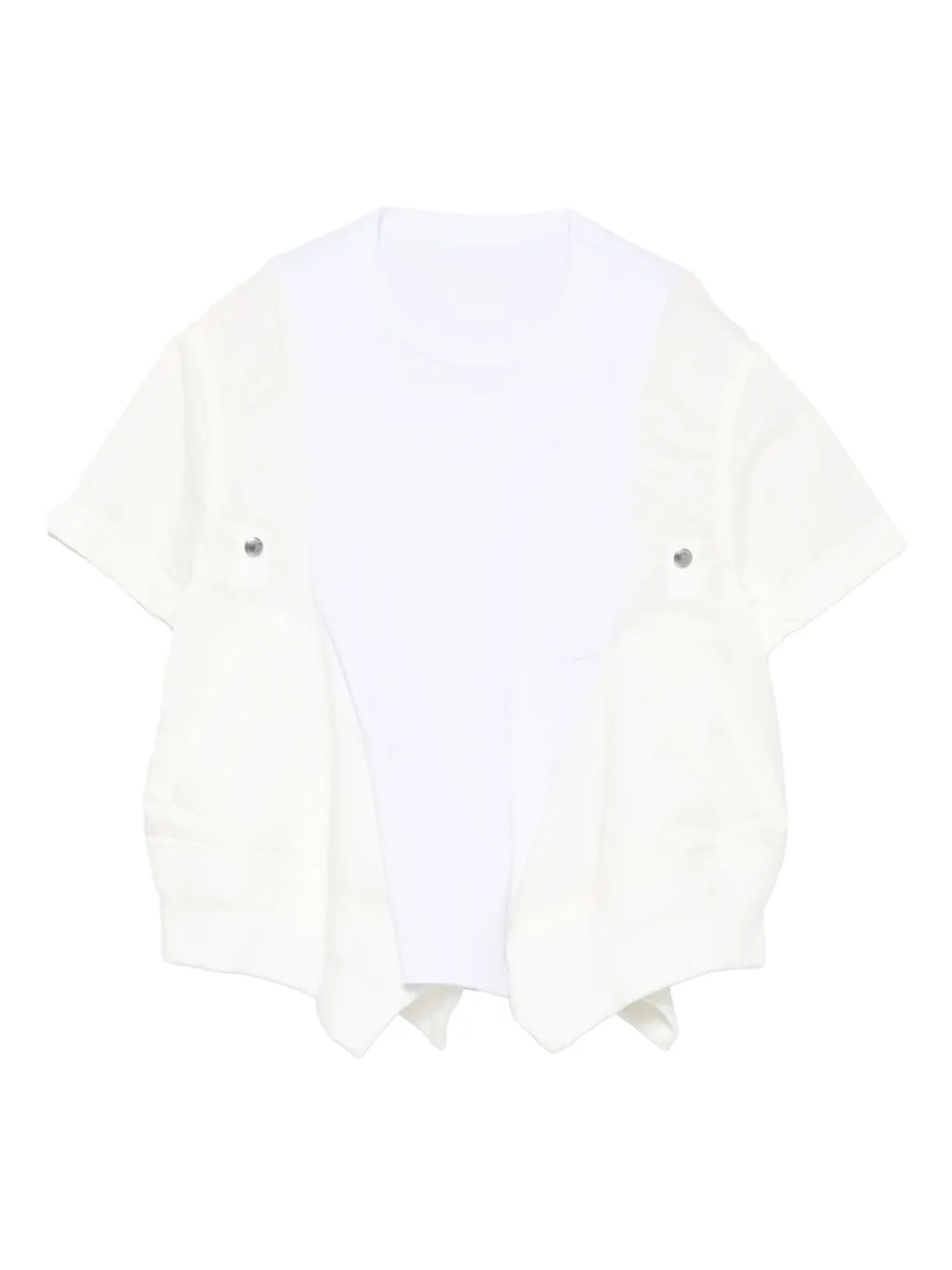 Топ с короткими рукавами и пуговицами SACAI, белый
Топ с короткими рукавами и пуговицами SACAI, белый