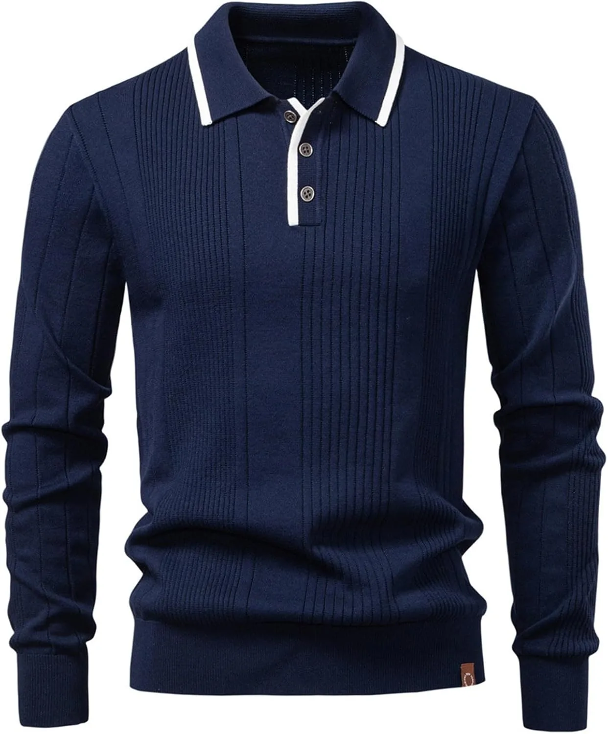 Мужской вязаный поло свитер с длинным рукавом, легкий, приталенный, в полоску
Мужской вязаный поло свитер с длинным рукавом, легкий, приталенный, в полоску
