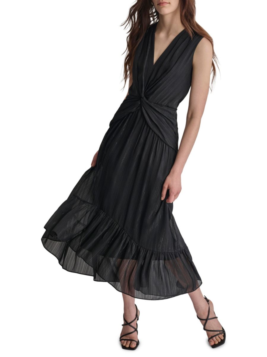 Платье миди А-силуэта с перекрученным спереди DKNY, черный
Платье миди А-силуэта с перекрученным спереди DKNY, черный