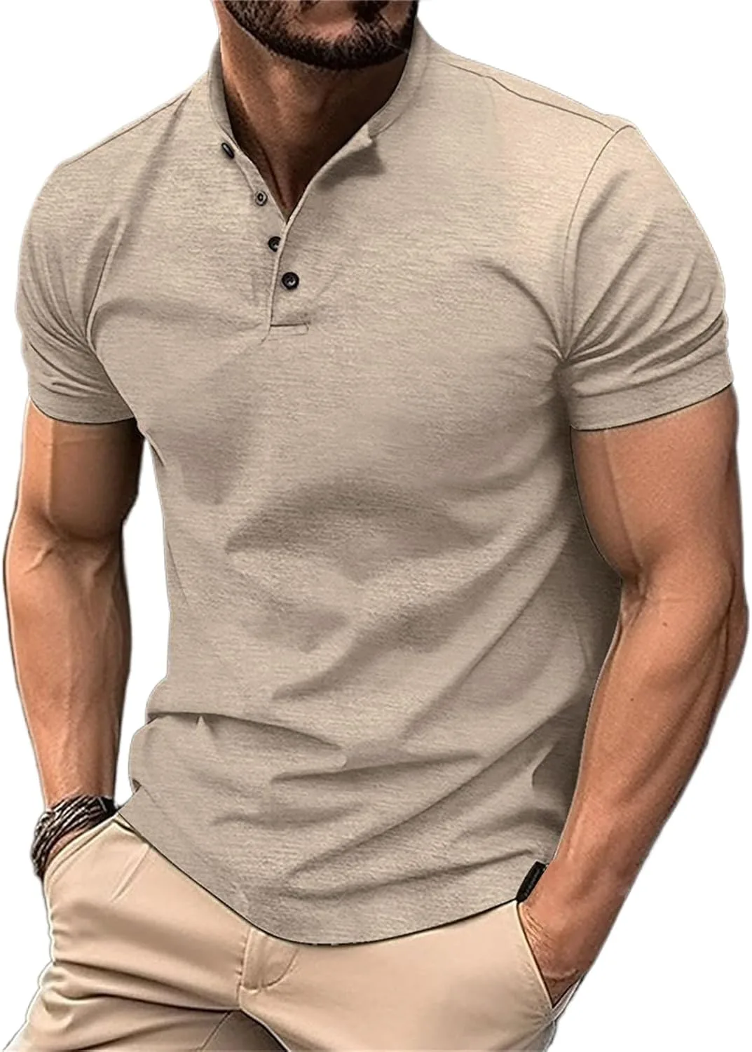 Мужская футболка хенли с коротким рукавом slim fit
Мужская футболка хенли с коротким рукавом slim fit