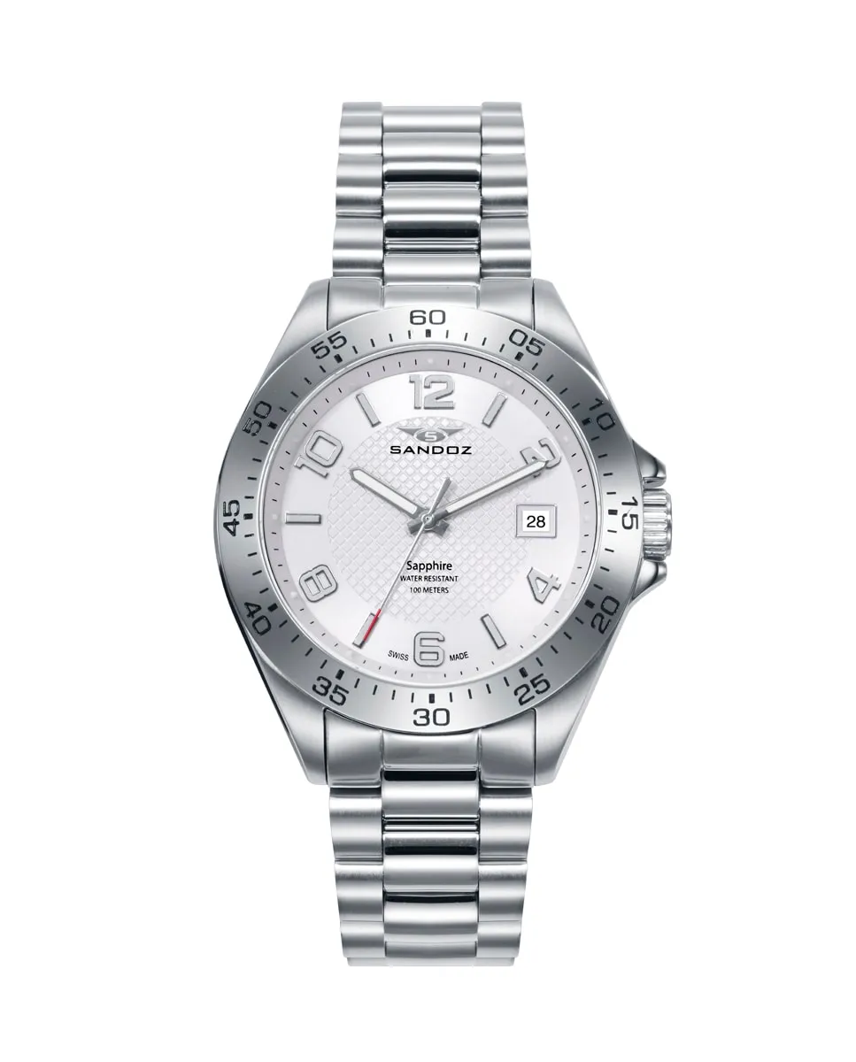 Мужские спортивные часы со стальным корпусом и браслетом Sandoz, серебряный
Мужские спортивные часы со стальным корпусом и браслетом Sandoz, серебряный