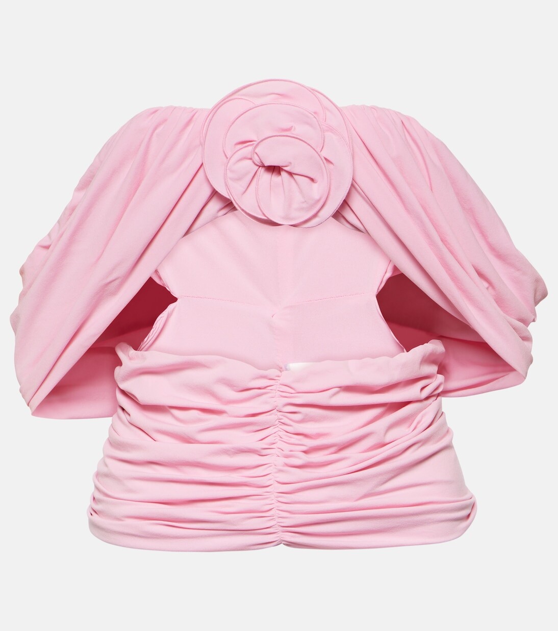 Топ с открытыми плечами и сборками с цветочной аппликацией Magda Butrym, розовый
Топ с открытыми плечами и сборками с цветочной аппликацией Magda Butrym, розовый