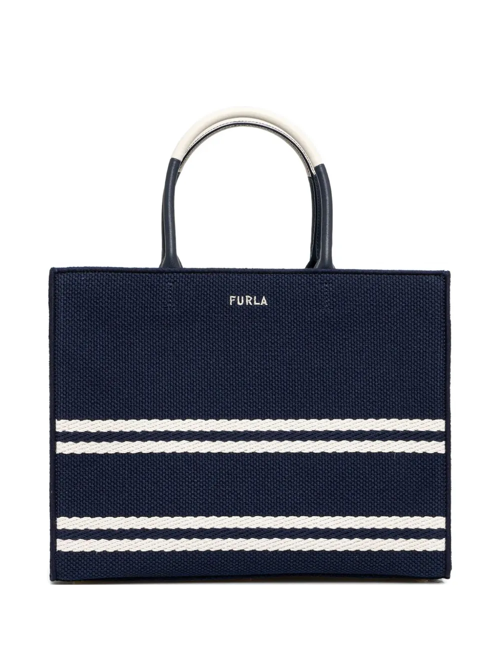 Сумка-тоут в полоску Furla, синий 
Сумка-тоут в полоску Furla, синий