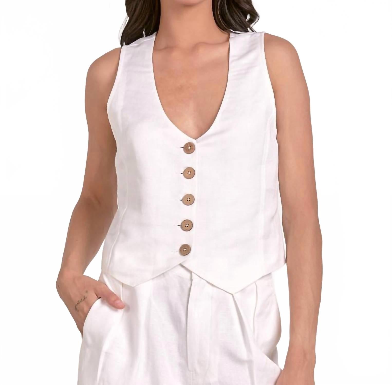 Белая льняная жилетка ELAN
Белая льняная жилетка ELAN