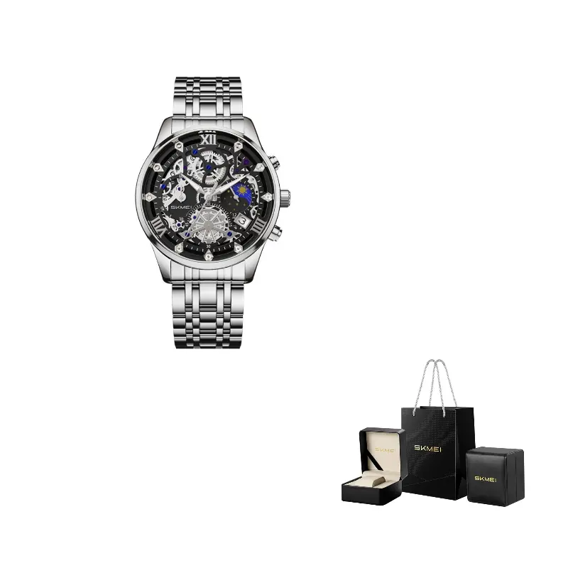 SKMEI Часы мужские с кварцевым механизмом, стальной браслет, черный циферблат
SKMEI Часы мужские с кварцевым механизмом, стальной браслет, черный циферблат