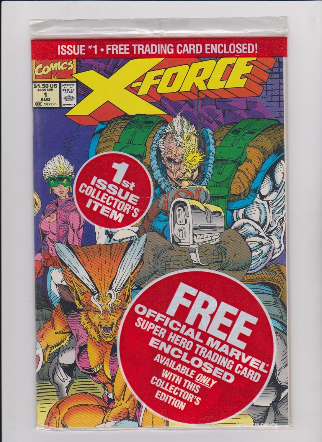 X-Force No. 1, 1991 Yr (poly bagged with trading cards) (Marvel Comics)
X-Force No. 1, 1991 Yr (poly bagged with trading cards) (Marvel Comics)