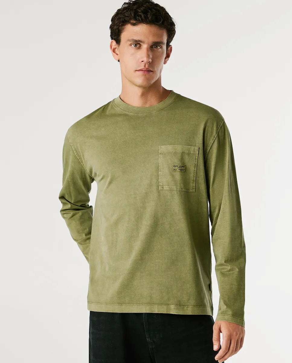 Мужская футболка с длинным рукавом и фронтальным карманом Pepe Jeans, военный зеленый
Мужская футболка с длинным рукавом и фронтальным карманом Pepe Jeans, военный зеленый