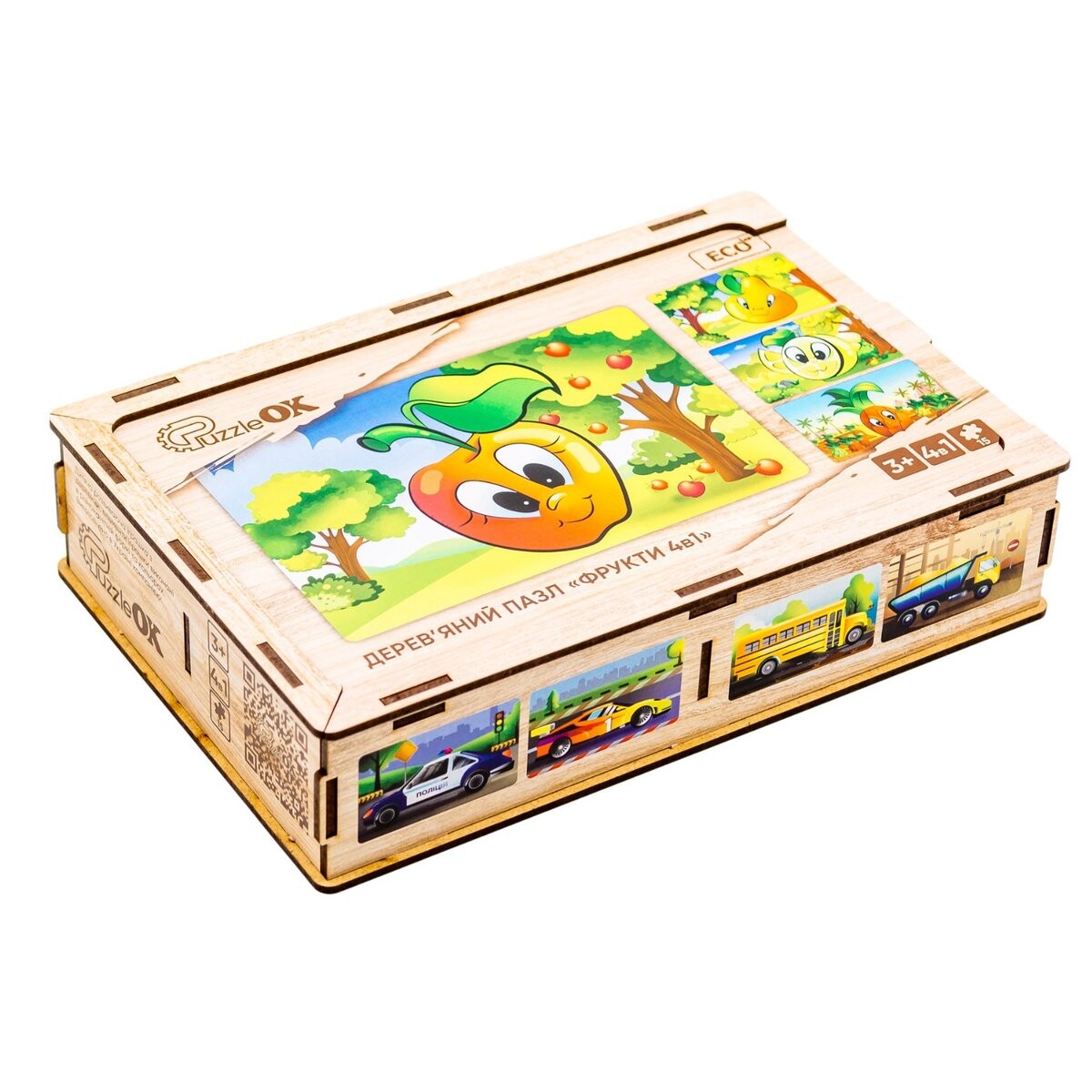 Деревянный пазл с фруктами 4в1 PuzzleOK
Деревянный пазл с фруктами 4в1 PuzzleOK