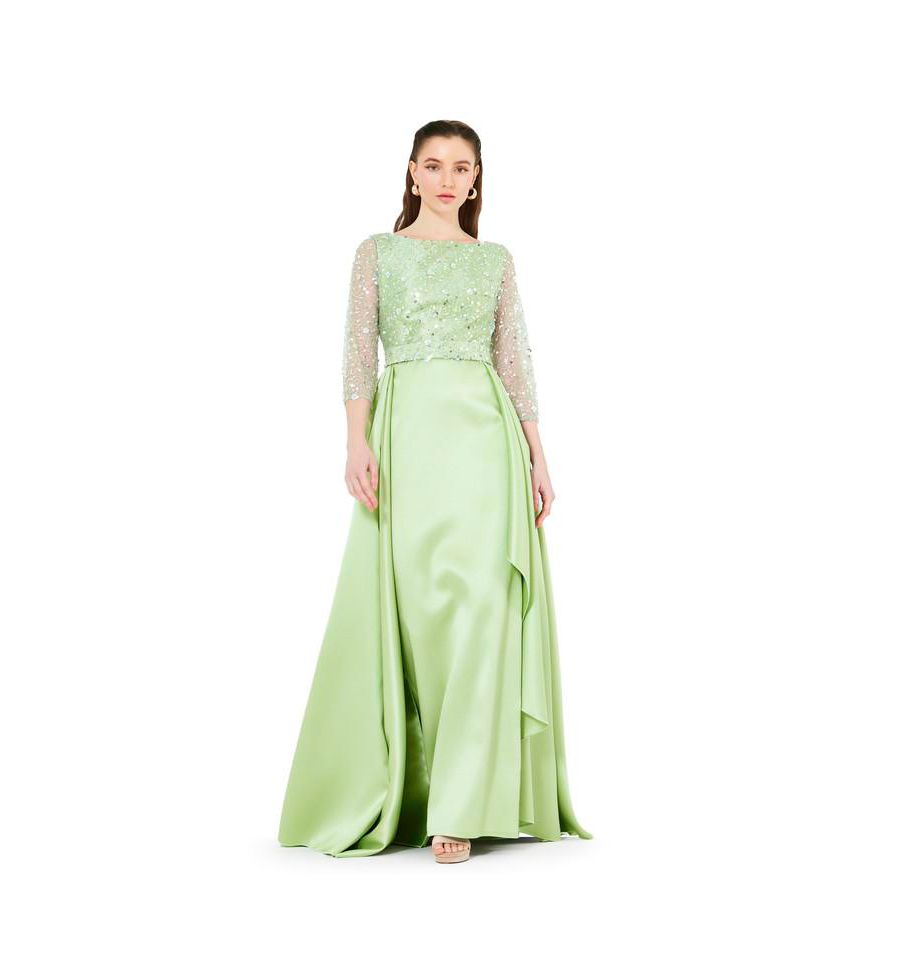Платье-колонна с расшитым бисером лифом и ниспадающим шлейфом AMRI, Mint green
Платье-колонна с расшитым бисером лифом и ниспадающим шлейфом AMRI, Mint green