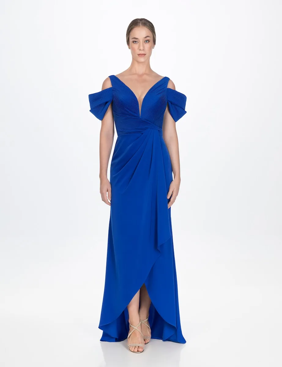 Асимметричное длинное платье с шалью Sonia Peña, синий 
Асимметричное длинное платье с шалью Sonia Peña, синий