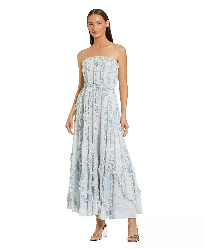 Женское хлопковое платье без бретелек с цветочным принтом и оборками Mac Duggal, синий
Женское хлопковое платье без бретелек с цветочным принтом и оборками Mac Duggal, синий