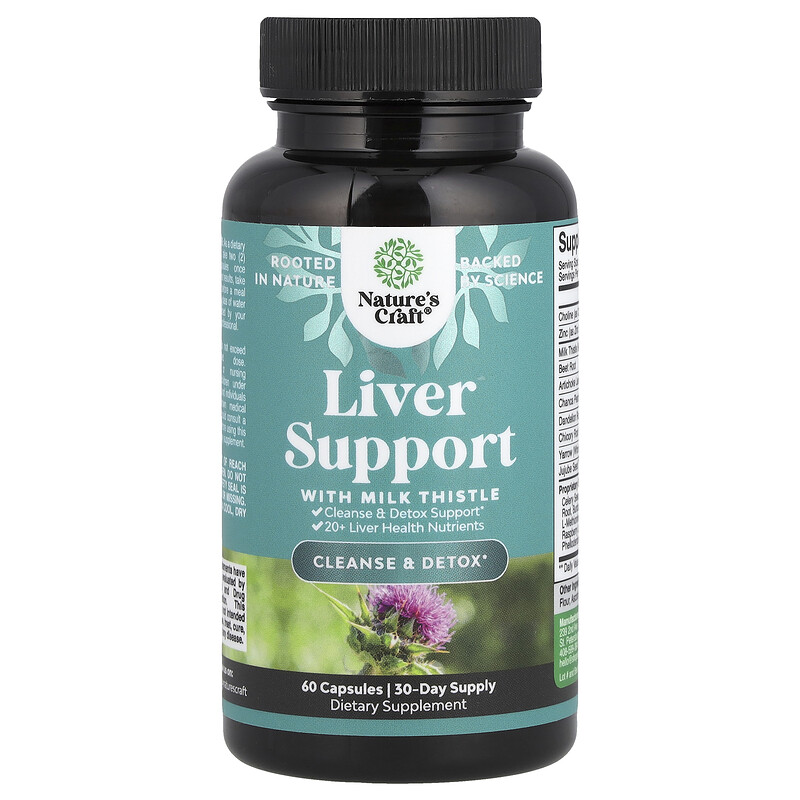 Nature's Craft, Liver Support with Milk Thistle, 60 Capsules
Nature's Craft, Liver Support with Milk Thistle, 60 Capsules