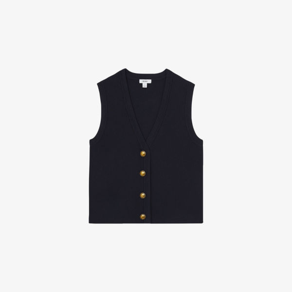 Жилет Reiss Gaia с декоративными пуговицами, синий 
Жилет Reiss Gaia с декоративными пуговицами, синий